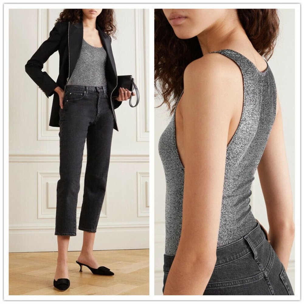 REFORMATION Saturn Silver Bodysuit (never worn, with no tags)